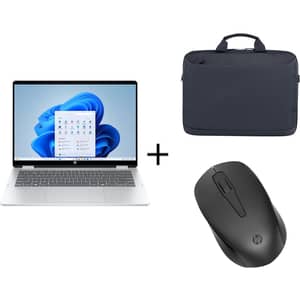 HP OmniBook 5 Flip 2-in-1 Convertible (2025) Laptop - 1st Series / Intel Core 5-120U / 14inch 2K / 512GB SSD / 16GB RAM / IntelGraphics / Windows 11H / English & Arabic Keyboard / Silver / Middle East Version-[14FP0035NE] + A08JSAABriefcase + 2S9L1AAMouse