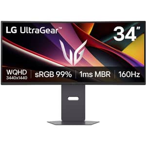LG 34inch UltraGear™ WQHD Curved Gaming Monitor, 160Hz, 1ms MBR, NVIDIA G-SYNC - 34G600A-B