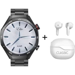 Xcell Elite 7 Smartwatch Steel Black + Classic TWS Earbuds White