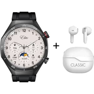 Xcell Elite 7 Smartwatch Silicon Black + Classic TWS Earbuds White