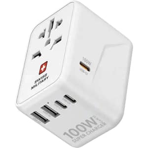 Swiss Military 1 Pc 100W Travel Adaptor White with USB-C Cable 0.5m BIack - SM-TC-100W-GAN