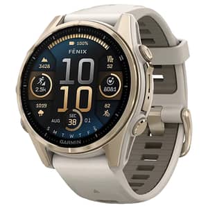 Garmin Fenix 8 Smart Watch Sapphire, Soft Gold with Fog Grey & Dark Sandstone Silicone Band
