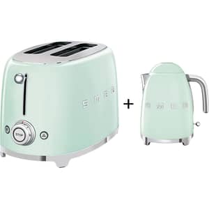 Smeg 50's Style 2 Slice Toaster - TSF01PGUK + Electric Kettle KLF03PGUK