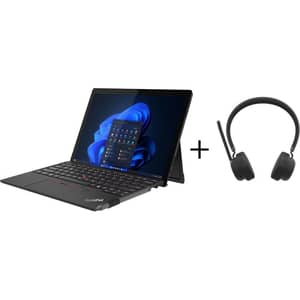 Lenovo ThinkPad X12 Detachable Gen2 (2026) Laptop - 1st Series / Intel Core Ultra 7-164U / 12.3" FHD / 512GB SSD / 16GB RAM / Intel Graphics / Windows 11 Pro / English & Arabic Keyboard / Black / -+ 4XD1Q30302 Headset