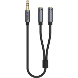 Unitek Male To 2 Female Aux Audio Cable 0.2m Space Grey - Y-C956ABK