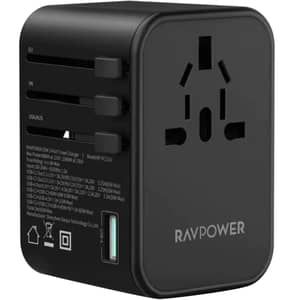 شاحن سفر راف باور بايونير بـ 3 منافذ لون أسود RP-PC1035