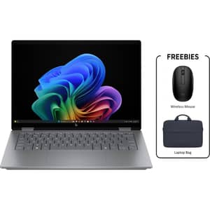 HP OmniBook X Flip 2-in-1 Convertible (2025) Copilot+ PC - AMD Ryzen AI 5-340 / 14inch 2K / 512GB SSD / 16GB RAM / Shared AMD Radeon 840M / Windows 11 Home / English Keyboard / Meteor Silver Aluminum / Intl Version-[14FK0001NE]+240 Mouse+A08JSAA Briefcase