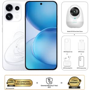 OPPO Reno16 F AI Phone Dual SIM 5G Pop White 12GB RAM 256GB With OPPO Enco Buds3 Pro + OPPO Magnetic Case + Botslab IP Camera - Middle East Version