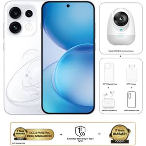 OPPO Reno16 AI Phone Dual SIM 5G Pop White 12GB RAM 256GB With OPPO Enco Buds3 Pro + OPPO Magnetic Case + Botslab IP Camera - Middle East Version