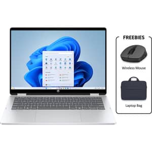 HP OmniBook 5 Flip 2-in-1 Convertible (2026) Laptop - 13th Gen / Intel Core i7-1355U / 14inch 2K / 512GB SSD / 16GB RAM / Shared Intel Iris Xe / Windows 11 Home / English & Arabic Keyboard / Glacier Silver / ME Version - [14-FP0006NE] + Mouse + Briefcase