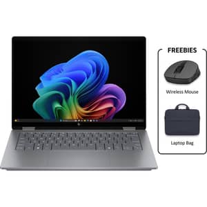 HP OmniBook X Flip 2-in-1 Convertible (2026) Laptop - AMD Ryzen AI 7-350 / 14inch 3K / 1TB SSD / 32GB RAM / Shared AMD Radeon 860M / Windows 11 Home / English & Arabic Keyboard / Meteor Silver Aluminum / ME Version - [14-FK0013NE] + Mouse + Briefcase