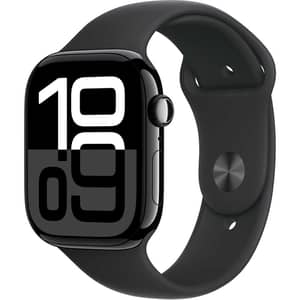 Apple Watch Series 10 GPS 46mm Jet Black Aluminum Case with Black Sport Band - S/M