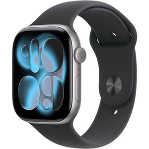 Apple Watch Series 11 GPS + Cellular, 46mm Space Gray Aluminum Case with Black Sport Band - M/L