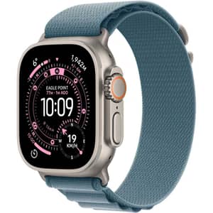 Apple Watch Ultra 3 GPS + Cellular, 49mm Natural Titanium Case with Light Blue Alpine Loop - Large