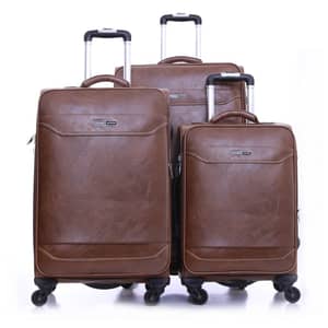 Para John 3pcs Buffalos Trolley Luggage Set Brown