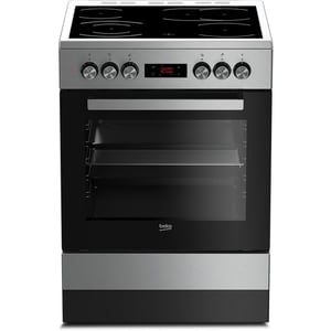Beko 60x60cm Freestanding Ceramic Electric Cooker, 4 Zones (2 Expandable), 8 Functions, 72L, A  Rating, Stainless Steel - FSM67320GXS