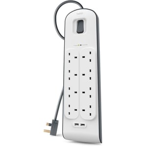 

Belkin 8-Outlet Surge Protection Strip + 2 X 2.4 Amp Usb Charge, 2M, White