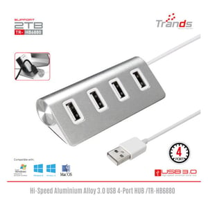 

Trands TRHB6880 4 Port 3.0 USB Hub Silver