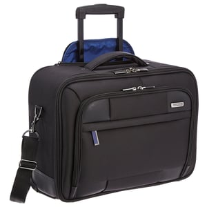 American Tourister 85T*91006 Merit Rolling Tote Laptop Bag With Wheels 14inch Black/Blue