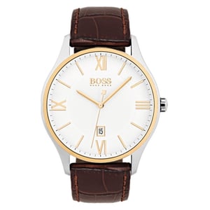 Hugo Boss Governor Watch For Men with Brown Leather Strap