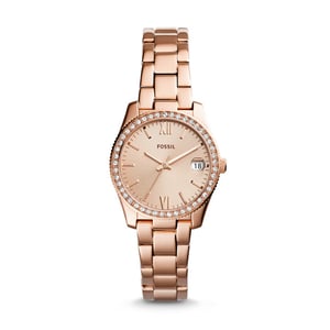 Fossil ES4318 Scarlette Three-Hand Date Rose Gold-Tone Stainless Steel Watch