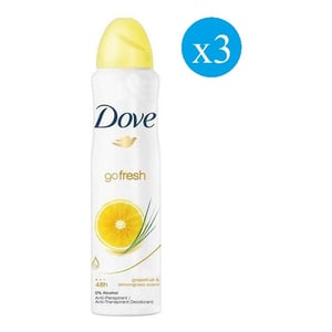

Dove Go Fresh Grapefruit & Lemon Deo For Women 150mlx3 Bundle Offer