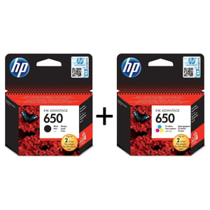 

HP 650 CZ101AE Ink Cartridge Black+650 CZ102AE Ink Cartridge Tricolor