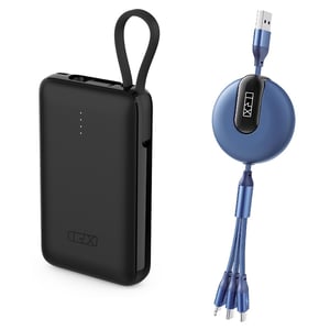 

TRX Powerbank 10000mAh with Built In 3in1 Charging Cable Black