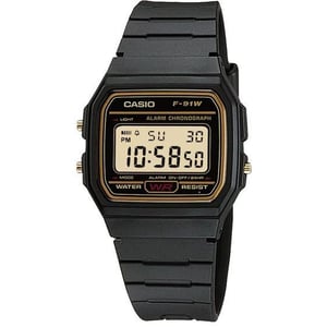 

Casio Black Resin Unisex Watch F-91WG-9QDF