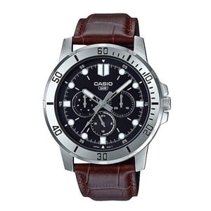 

Casio Enticer Brown Leather Men Analog Watch MTP-VD300L-1E