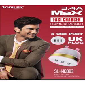 

Sonilex 3 USB Port Fast Charger with Micro USB Cable White