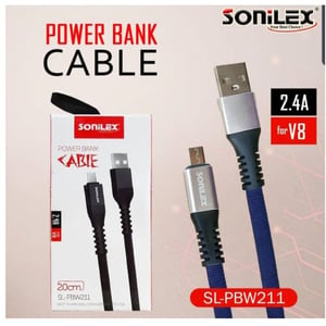 Sonilex V8 Super Fast Power Bank Cable 0.2m Blue and Black
