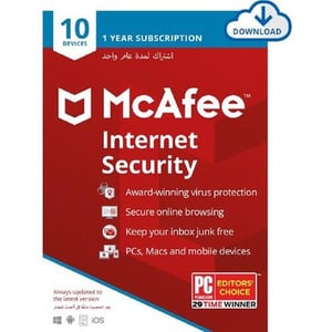 

McAfee Internet Security for 10 Devices with 1 Year Subscription