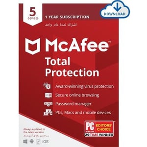 

McAfee Total Protection for 5 Devices with 1 Year Subscription