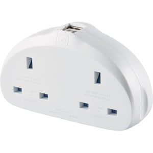 

Go Travel USB + UK-US Duo Adaptor White