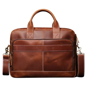 Inet Leather Briefcase Laptop Bag Brown