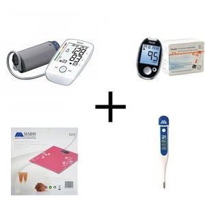 Beurer BM45 Arm Blood Pressure Monitor + GL 44 Glucose Monitor + Gl44/50Strips + Mabis Bathroom Scale + Mabis Rigid Thermometer