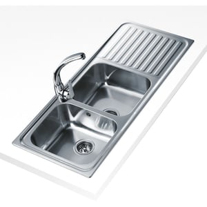 

TEKA CLASSIC 2B 1D Inset Stainless Steel Kitchen Sink with two bowls and one drainer