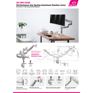 Skilltech Aluminium Gasspring Counter Balance Monitor Arm ST-SH100 C036