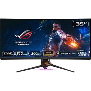 

Asus ROG Swift PG35VQ Ultra-Wide HDR Gaming Monitor, 35 Inch 21:9 (3440 x 1440), FALD 512 Zones, Overclockable 200Hz, 2ms, G-SYNC Ultimate, Display HDR1000, Quantum Dot, Smart Fan Control, Aura Sync