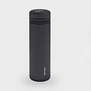 Porodo Smart Water Bottle Cup With Temperature Indicator, Up to 12 Hours of Thermal Insulation, Sports Drink Flasks, 500ml, Touch Sensitive Display, Non-Slip Base, 17 Oz (Black)