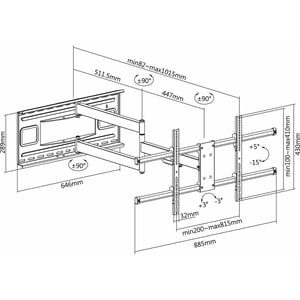 Skilltech Extra long arm Wall mount for LED / LCD / OLED / Curved, ST-SH1015P
