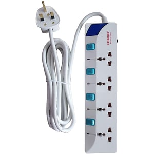 Stargold Overload Protector Electric Charging Lead 4 AC Output 3mtr Power Cable White
