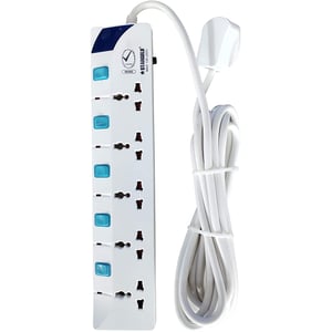 Stargold Overload Protector Electric Charging Lead 5 AC Output 5mtr Power Cable White