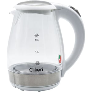 

Clikon - 1.7 Liter Glass Body Electric Kettle With Led Glow Indicator, Cordless, Black Handle Color, 1850 - 2200 Watts - CK5128