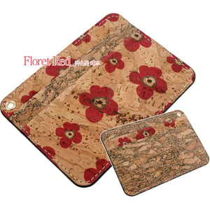 

Copi Cork Leather Slim Card Wallet Floret Red