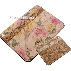 

Copi Cork Leather Slim Card Wallet Cream Bird