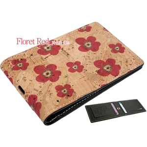 

Copi Cork Leather 1/2 Long Slim Card Wallet Floret Red