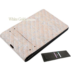 

Copi Cork Leather 1/2 Long Slim Card Wallet White Gold