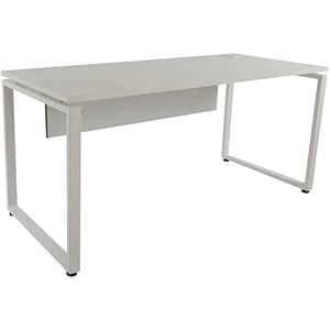 

Mahmayi Melamine On Particle Board Projekt 1600T Modern Office Desk Dual Tone Stylish Square Metal Legs-W160Cms X D75Cms X H75Cms (White) PX31600T